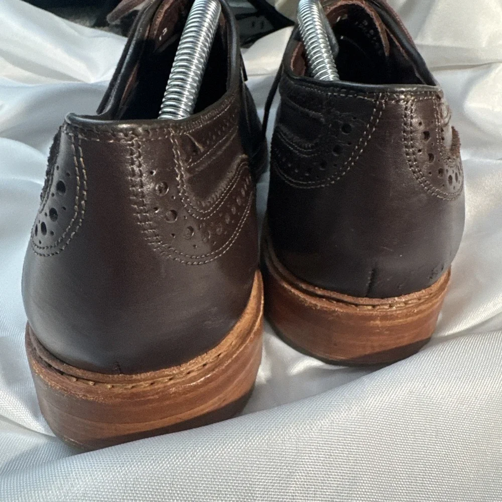 Allen Edmonds McTavis Mens Size 12 D Black Leather Wingtip Brogue Oxfords Shoes